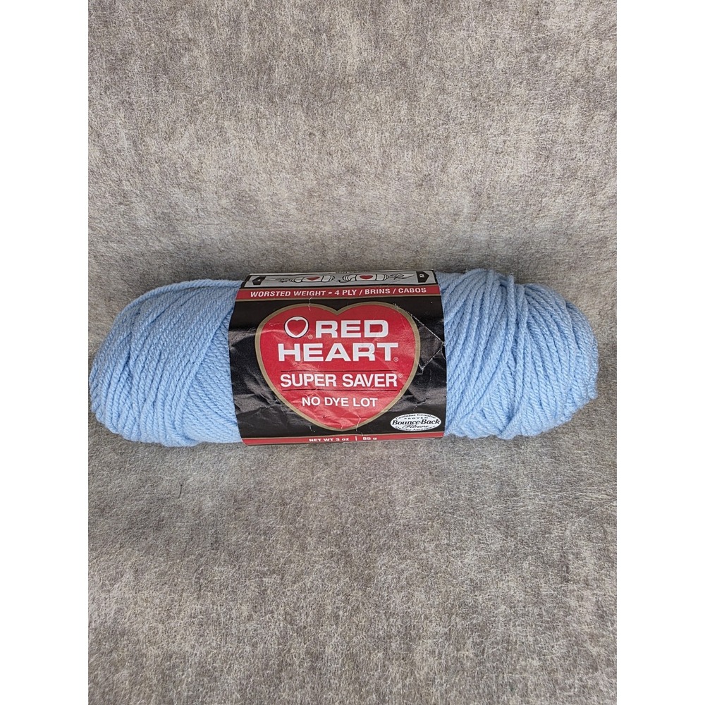 New Vtg. Red Heart Super Saver No Dye 4 PLY Worsted‎ 4 Ply 3 oz. #381 Light Blue
